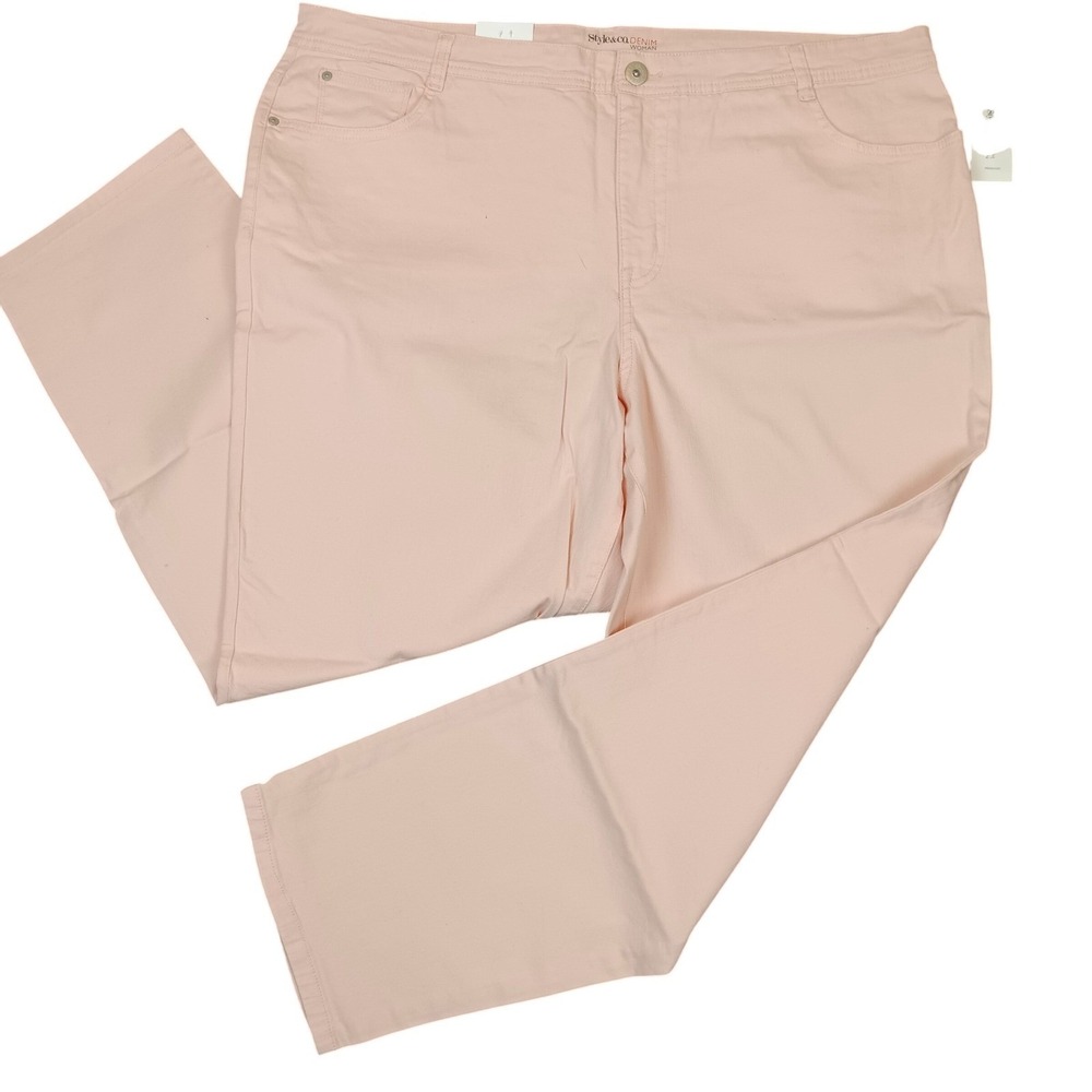 Style & Co Denim Woman Pure Pink Slim Leg Tummy Control Jeans 24W NWT